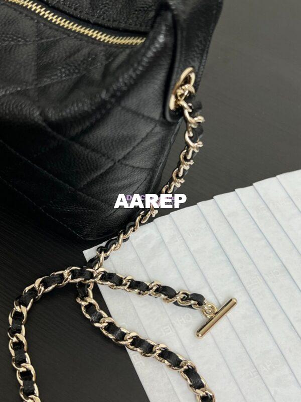 Replica Chanel 25C Pochette Avec Chain in Shiny Grained Calfskin AP4386 Black (Limited Edition) 7