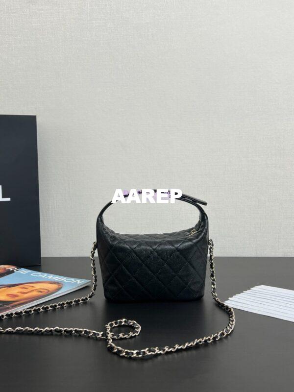 Replica Chanel 25C Pochette Avec Chain in Shiny Grained Calfskin AP4386 Black (Limited Edition) 8