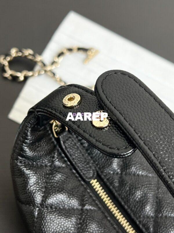 Replica Chanel 25C Pochette Avec Chain in Shiny Grained Calfskin AP4386 Black (Limited Edition) 10