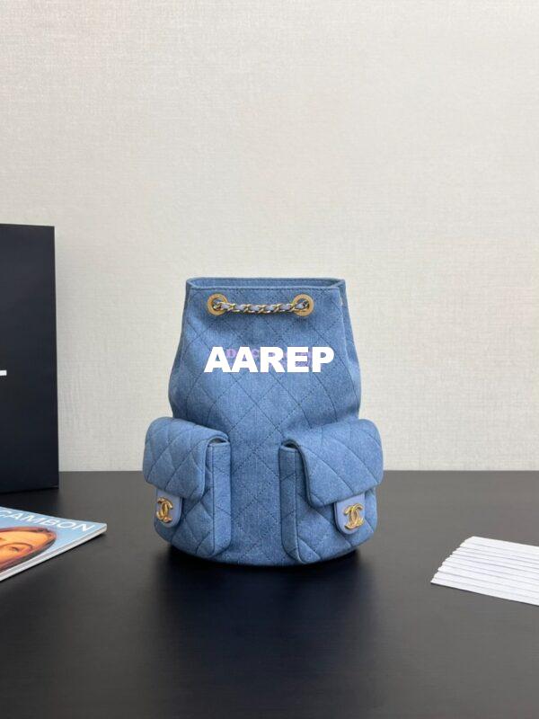 Replica Chanel 24/25SS Denim Backpack AS5310 Light Blue 3