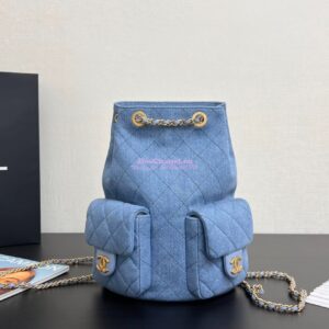 Replica Chanel 24/25SS Denim Backpack AS5310 Light Blue 2