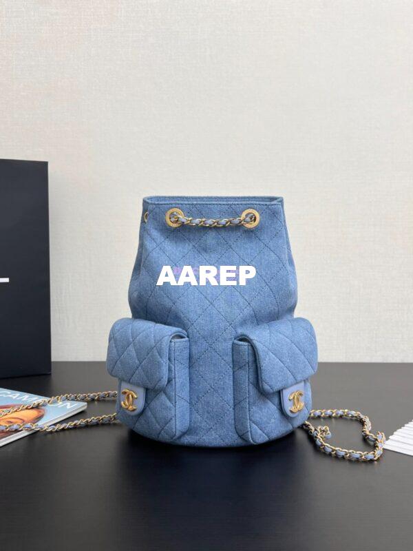 Replica Chanel 24/25SS Denim Backpack AS5310 Light Blue 4