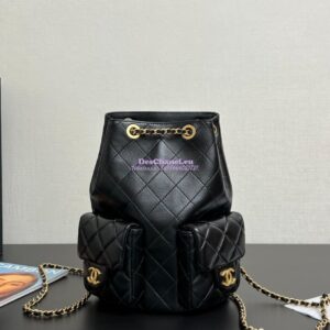 Replica Chanel 24/25SS Shiny Lambskin Backpack AS5310 Black