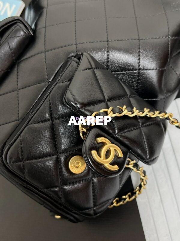 Replica Chanel 24/25SS Shiny Lambskin Backpack AS5310 Black 6