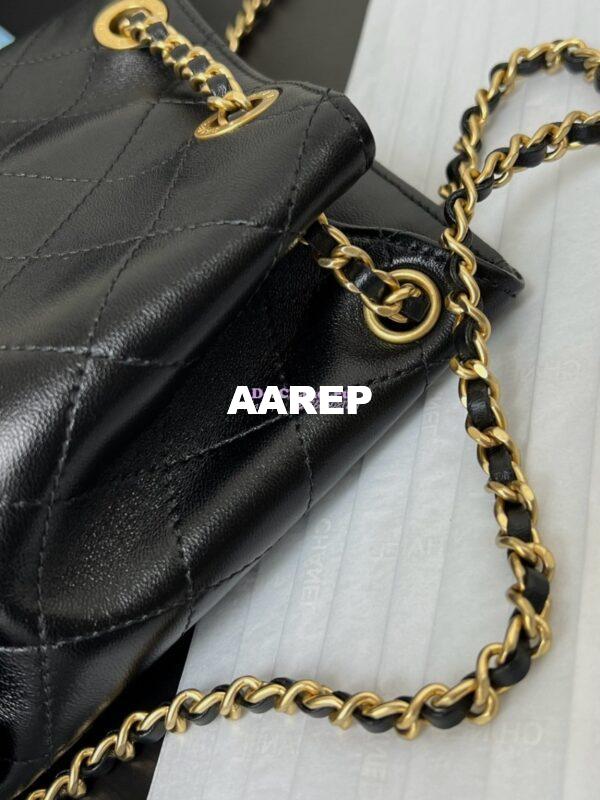 Replica Chanel 24/25SS Shiny Lambskin Backpack AS5310 Black 7