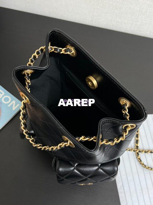 Replica Chanel 24/25SS Shiny Lambskin Backpack AS5310 Black 9