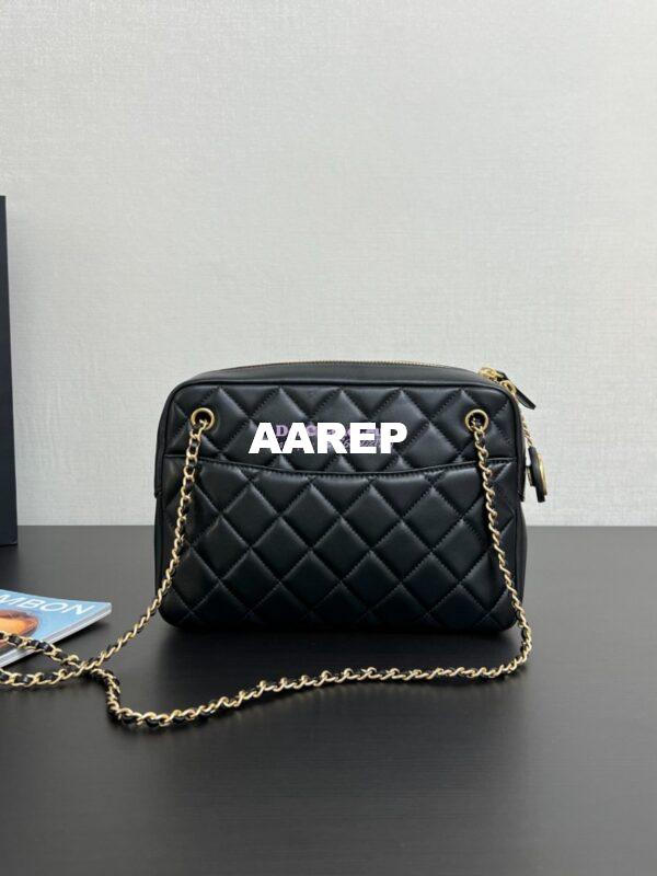Replica Chanel 24K Camera Case Shiny Lambskin AS5187 Black 6