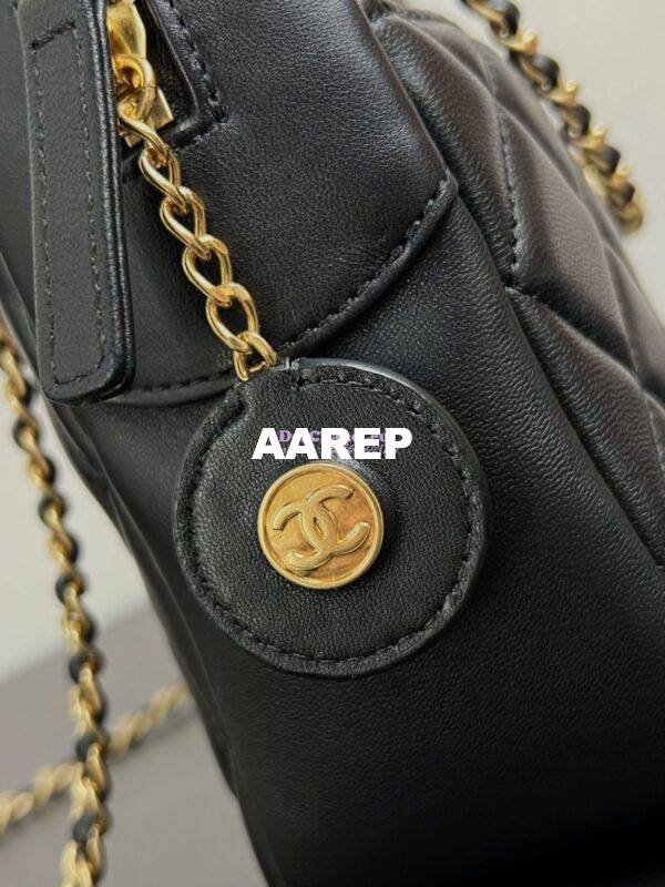 Replica Chanel 24K Camera Case Shiny Lambskin AS5187 Black 10