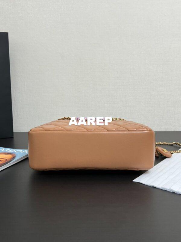 Replica Chanel 24K Camera Case Shiny Lambskin AS5187 Dark Beige 11