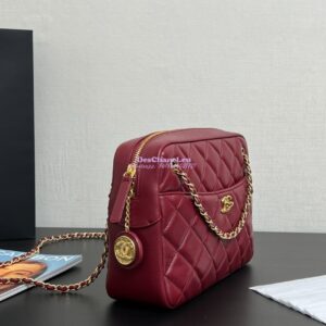 Replica Chanel 24K Camera Case Shiny Lambskin AS5187 Burgundy 2