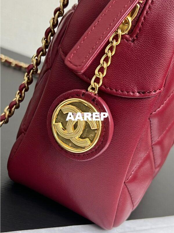 Replica Chanel 24K Camera Case Shiny Lambskin AS5187 Burgundy 7