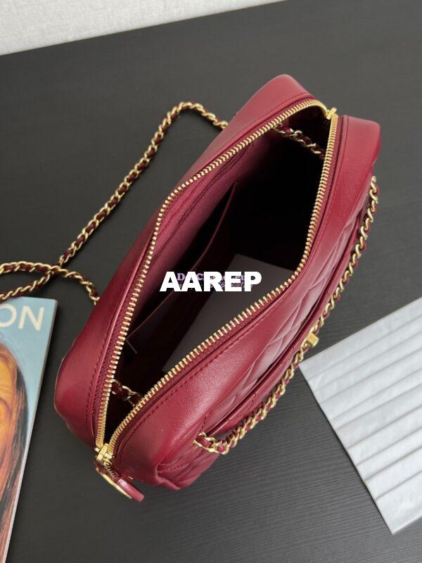 Replica Chanel 24K Camera Case Shiny Lambskin AS5187 Burgundy 9