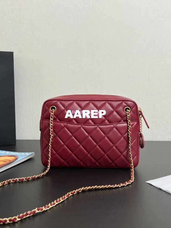 Replica Chanel 24K Camera Case Shiny Lambskin AS5187 Burgundy 10