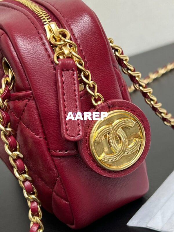 Replica Chanel 24K Mini Camera Case Shiny Lambskin AS5190 Burgundy 3