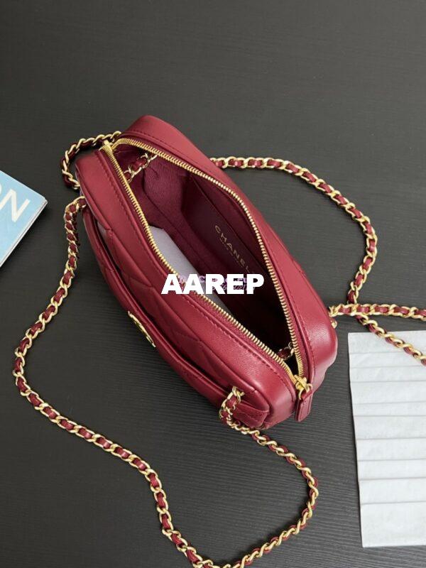 Replica Chanel 24K Mini Camera Case Shiny Lambskin AS5190 Burgundy 6