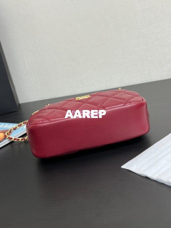 Replica Chanel 24K Mini Camera Case Shiny Lambskin AS5190 Burgundy 8