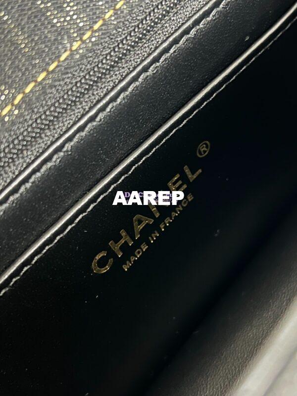 Replica Chanel Small Classic Flap CF Bag Denim With Contrast Stitched Matte Gold Hardware 20cm Black 9