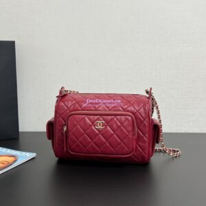 Replica Chanel 24P Medium Camera Case Shiny Crumpled Lambskin AS5156 Burgundy 2