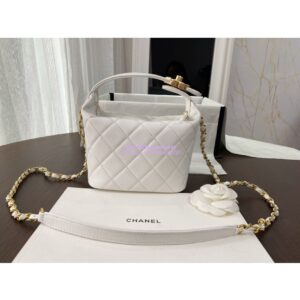 Replica Chanel Small Lambskin Hobo Bag AS1745 White