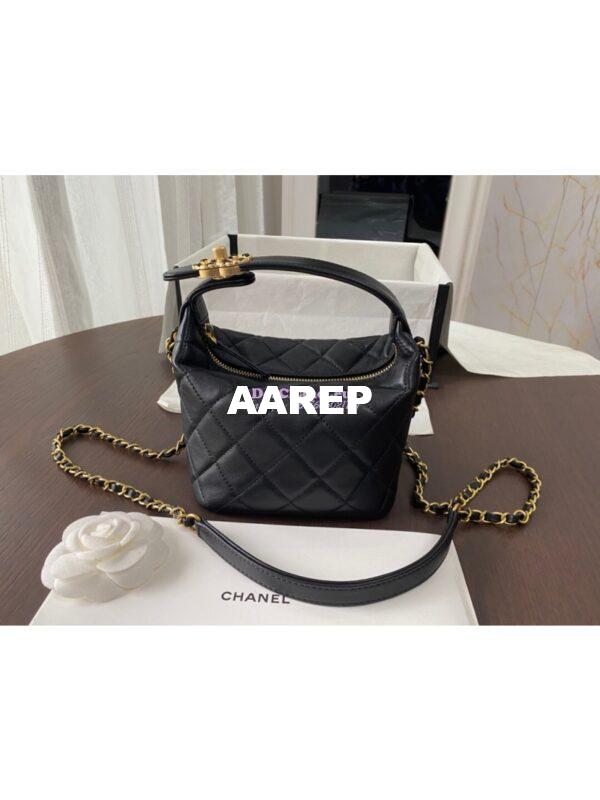 Replica Chanel Small Lambskin Hobo Bag AS1745 Black 3