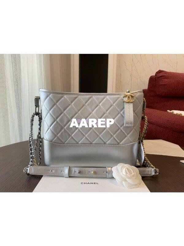 Replica Chanel Gabrielle Hobo Bag Metallic Silver A91810 11