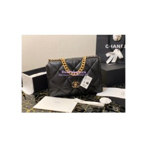 Replica Chanel 19 Maxi Flap Bag AS1162 Lambskin Black