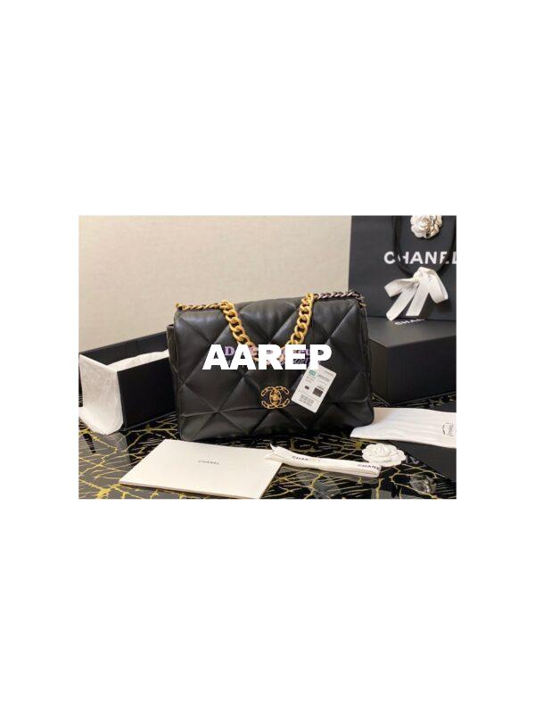 Replica Chanel 19 Maxi Flap Bag AS1162 Lambskin Black 3