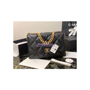 Replica Chanel 19 Maxi Flap Bag AS1162 Lambskin Black 2