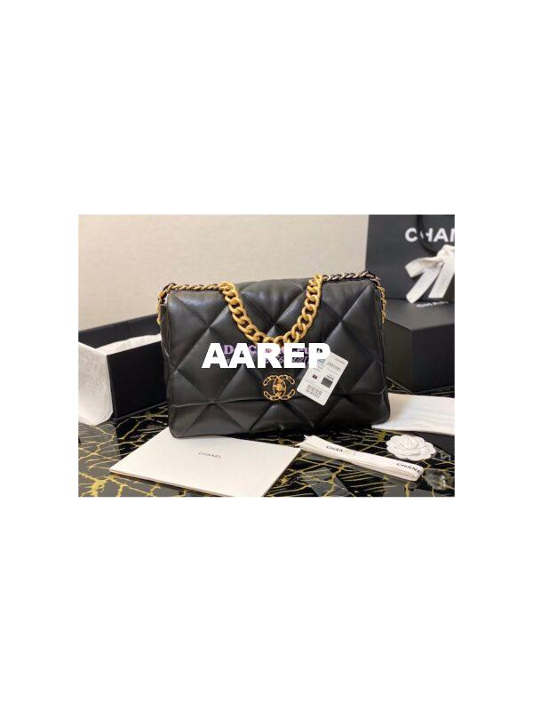 Replica Chanel 19 Maxi Flap Bag AS1162 Lambskin Black 4