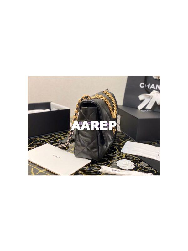 Replica Chanel 19 Maxi Flap Bag AS1162 Lambskin Black 6