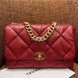 Replica Chanel 19 Maxi Flap Bag AS1162 Lambskin Red