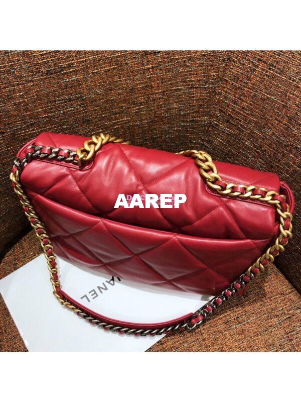 Replica Chanel 19 Maxi Flap Bag AS1162 Lambskin Red 11