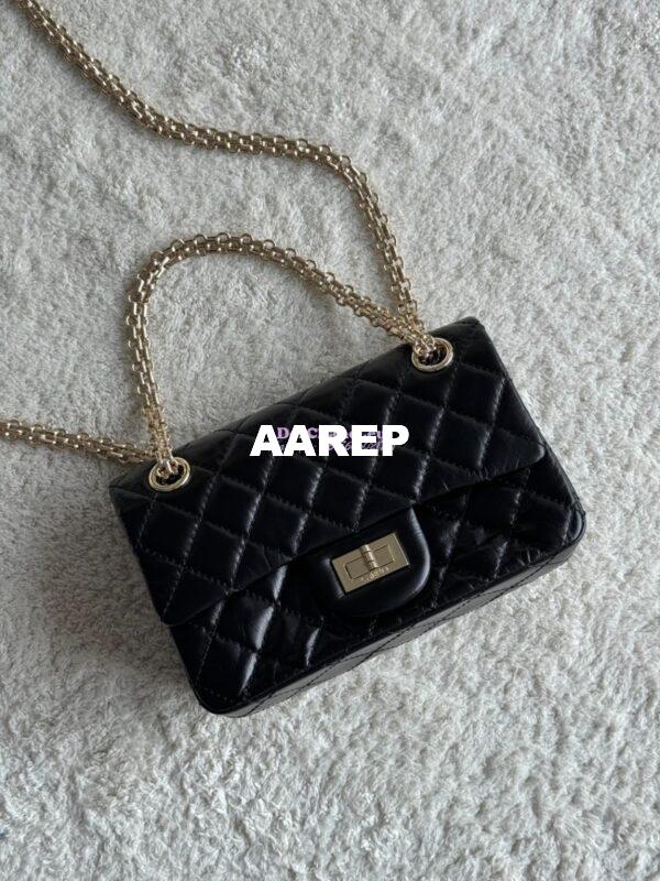 Replica Chanel Reissue 2.55 Small Flap Bag in Aged Calfskin in Black
