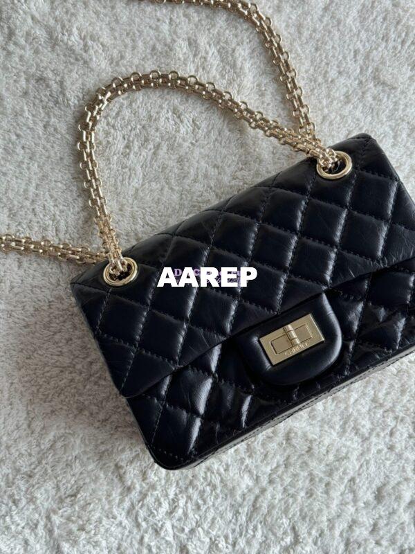 Replica Chanel Reissue 2.55 Small Flap Bag in Aged Calfskin in Black 2