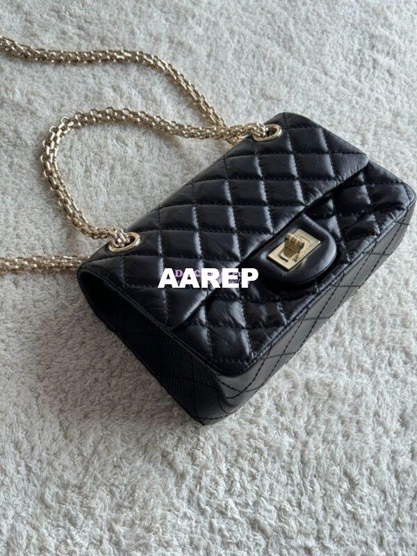 Replica Chanel Reissue 2.55 Small Flap Bag in Aged Calfskin in Black 4