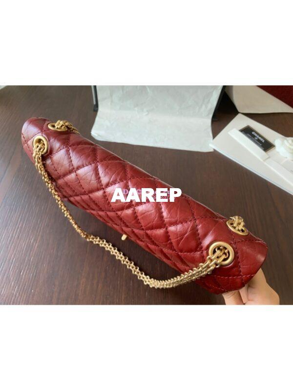 Replica Chanel Reissue 2.55 Classic Flap Bag in Aged Calfskin Claret Red 11