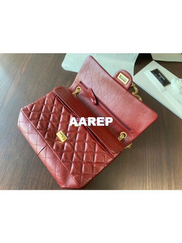 Replica Chanel Reissue 2.55 Classic Flap Bag in Aged Calfskin Claret Red 12