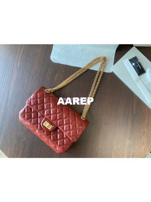 Replica Chanel Reissue 2.55 Classic Flap Bag in Aged Calfskin Claret Red 15