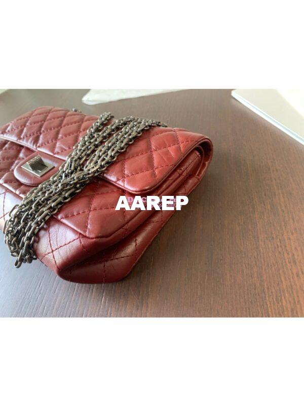 Replica Chanel Reissue 2.55 Classic Flap Bag in Aged Calfskin Claret Red 24