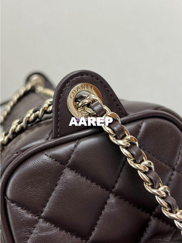 Replica Chanel 24P Medium Camera Case Shiny Crumpled Lambskin AS5156 Dark Brown 6