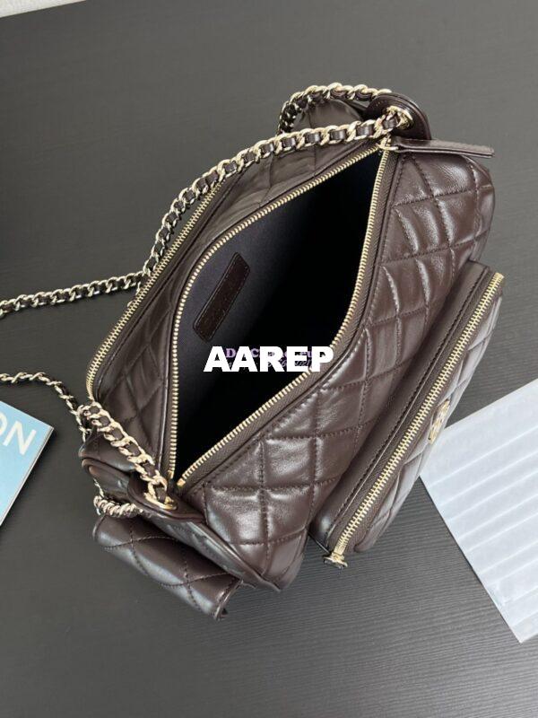 Replica Chanel 24P Medium Camera Case Shiny Crumpled Lambskin AS5156 Dark Brown 8