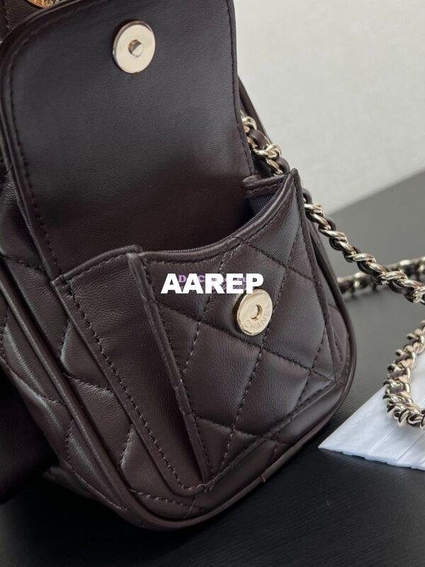 Replica Chanel 24P Medium Camera Case Shiny Crumpled Lambskin AS5156 Dark Brown 9