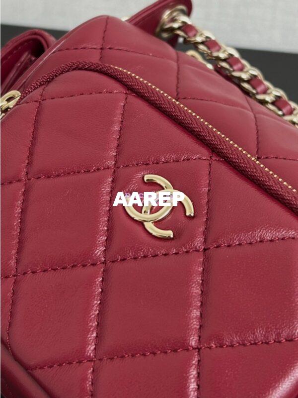 Replica Chanel 24P Small Camera Case Shiny Crumpled Lambskin AS5220 Burgundy 6