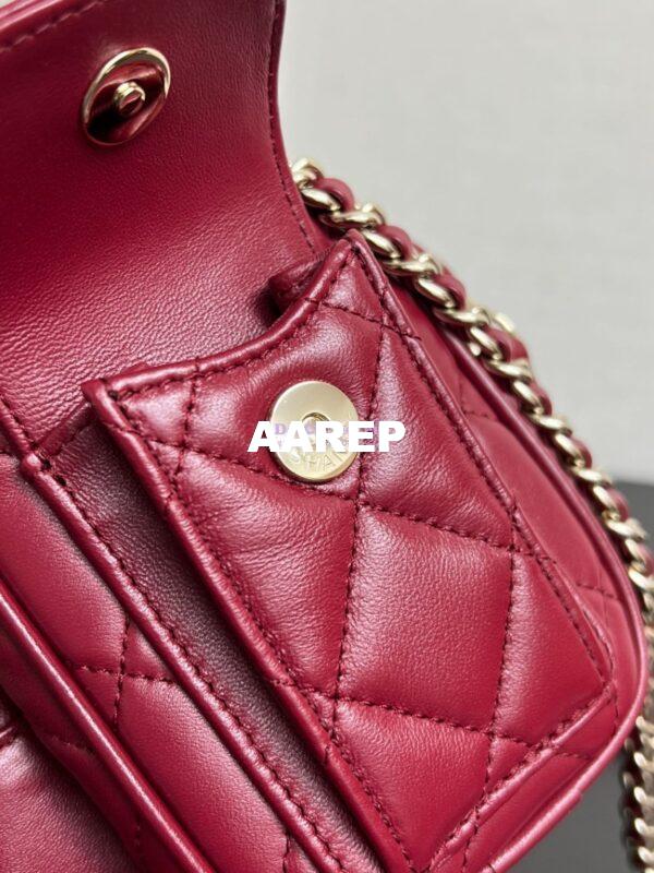 Replica Chanel 24P Small Camera Case Shiny Crumpled Lambskin AS5220 Burgundy 9