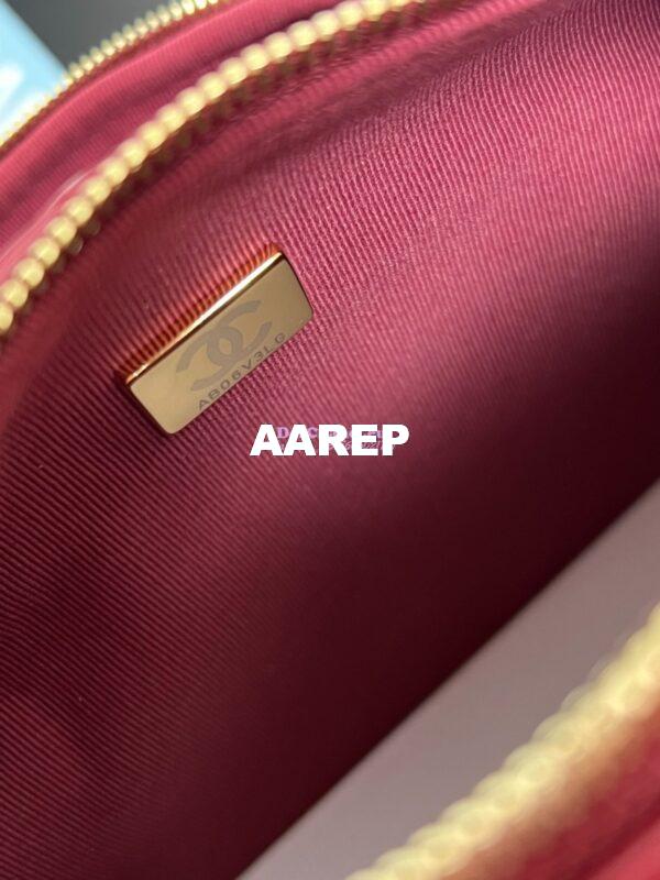 Replica Chanel 24P Small Camera Case Shiny Crumpled Lambskin AS5220 Burgundy 10