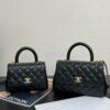 Replica Chanel Mini Coco Handle Bag in Caviar with Edge Stitching AS2215 in Light Gold Hardware Light Blue 2