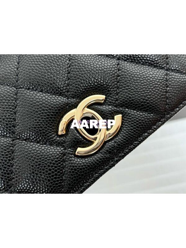 Replica Chanel Mini Coco Handle Bag in Caviar with Edge Stitching AS2215 in Light Gold Hardware Black and calf 7