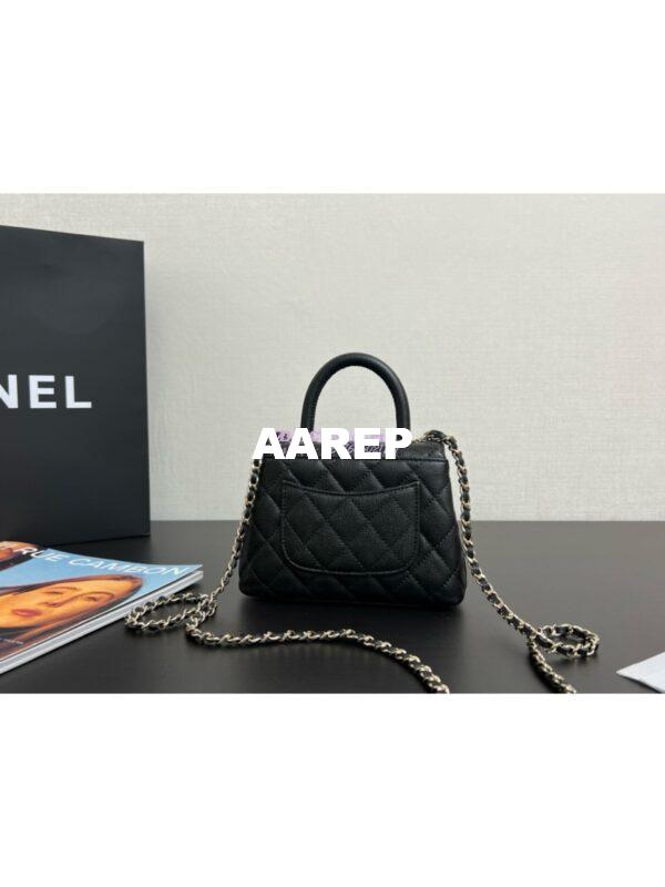 Replica Chanel Mini Coco Handle Bag in Caviar with Edge Stitching AS2215 in Light Gold Hardware Black and calf 10