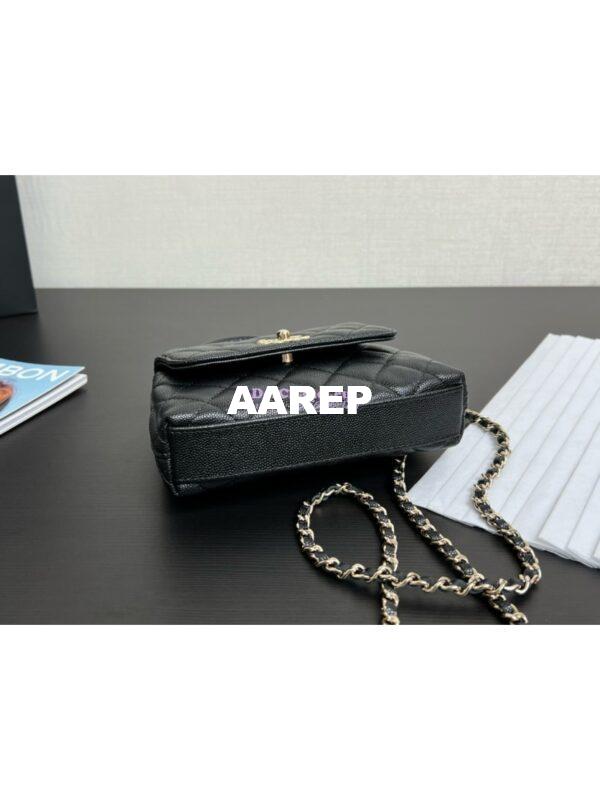 Replica Chanel Mini Coco Handle Bag in Caviar with Edge Stitching AS2215 in Light Gold Hardware Black and calf 11