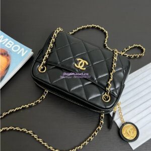 Replica Chanel 24K Mini Camera Case in Shiny Lambskin AS5190 Black